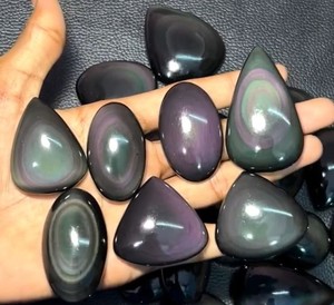 Cabujón de Obsidiana Arcoíris de Alta Calidad, Gema Suave y Lisa, Cristal de Obsidiana Hecho a Mano, Venta al por Mayor para Fabricación de Joyería - Product Image 2