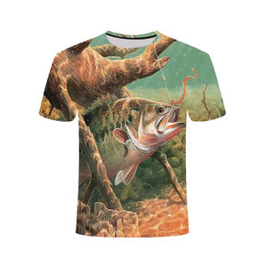 T-shirts de sport pour hommes 100 % polyester à sublimation, séchage rapide, imprimé pêche, manches courtes, avec tissu de 180 grammes - Product Image 4