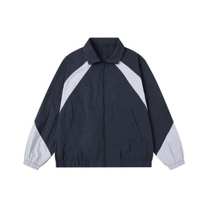 OEM Fashionable College <b>Jacket</b> Clothing Workout Retro College Windbreaker <b>Jackets</b> For Men New Design Two Tone Custom Wholesale - Product Image 2