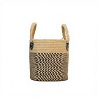 Panier de rangement en corde de coton avec motif ananas, panier en corde de coton tropical avec poignées