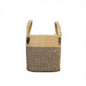 Cotton Rope Storage <b>Basket</b> with Pineapple Design, Tropical Cotton Rope <b>Basket</b> with Handles - Product Image 4