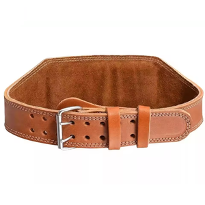 Cinturón de levantamiento de pesas de cuero color bronceado natural, soporte lumbar ancho para levantamiento de pesas, cinturón de entrenamiento de gimnasio de alta resistencia para hombres, culturismo - Product Image 3