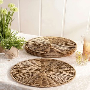 Assiette de présentation vintage 13 pouces en acier inoxydable écologique, design minimaliste en rotin, style bohème occidental pour mariage - Product Image 3
