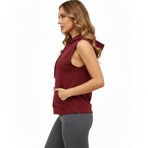Sudaderas sin Mangas al por Mayor para Mujer, Casuales, Lisas, de Algodón y Poliéster, con Bolsillo Delantero, Transpirables, Ecológicas, Sudadera Deportiva para Mujer - Product Image 2