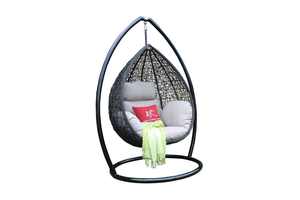 Outdoor Hanging <b>Egg</b> <b>Chair</b> Rattan <b>Wicker</b> Swing Seat With Cushions And Pillow For Garden Patio Use - Product Image 3