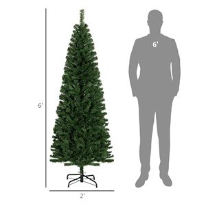 Árbol de Navidad Verde Delgado de 6 Pies con 618 Puntas, Base Estable, Forma de Lápiz, Árbol Artificial para Interiores, Fiestas, Manualidades de Plástico - Product Image 3