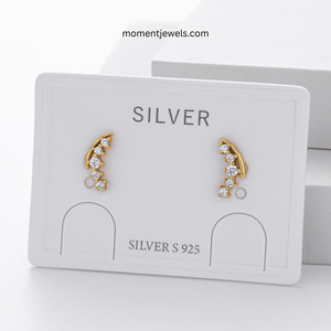 Pendientes de Plata de Ley 925 con Circonita, Pendientes de Luna Creciente Chapados en Oro, Joyería Elegante para Regalo de Boda o Fiesta - Product Image 3