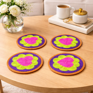 Sous-verre perlé avec motif cerise, tapis fait main, accessoire de table perlé, sous-verre perlé, meilleur prix - Product Image 2