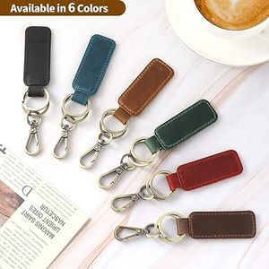Genuine <b>Leather</b> Car Keychains Universal <b>Key</b> Fob Keychains <b>Leather</b> <b>Key</b> <b>Chain</b> Holders for Men Women Custom Logo Wholesale Keyrings - Product Image 4