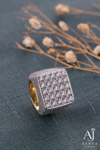 Bague Moissanite Carrée en Grappe Or Rose Rhodié Argent 925 Style Hip Hop Réglable pour Fiançailles Mariage Cadeau Bijoux Sertissage Pavé - Product Image 4