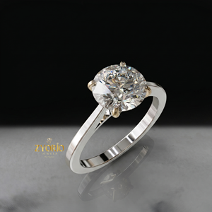 Anillo de Compromiso Solitario de Plata de Ley 925 con Corte Redondo, Anillo de Diamantes Clásico de Cuatro Puntas, Anillo de Promesa Minimalista para Mujer - Product Image 2