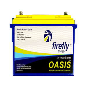 Batterie au carbone à cycle profond Firefly Oasis PD1201 G31M 12V 105Ah, scellée et anti-déversement, pour camping-car, solaire et marine - Product Image 4