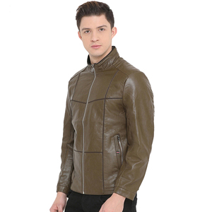 Men's 100% Polyester Wool/Viscose Shell Stand Collar <b>Covered</b> <b>Button</b> Patchwork Windproof Breathable High Street Style Jacket - Product Image 3