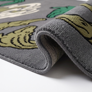 Tapis gris vert imprimé alligator, tapis moderne à motif animal pour chambre d'enfant, salle de jeux, salon - Product Image 2