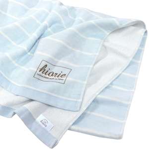 [Wholesale Products] HIORIE Osaka <b>Striped</b> Pattern Gauze <b>Towel</b> 100% Cotton Large <b>Bath</b> <b>Towel</b> 90*150cm Low MOQ Quick Dry Sky Blue - Product Image 1
