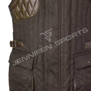 Veste tactique de chasse et de randonnée pour hommes en laine/cuir, respirante, personnalisée, multi-poches, design tendance, vente en gros - Product Image 3