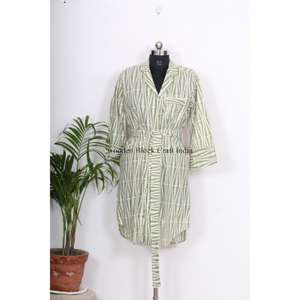 Camisa de Manga Corta Tipo Kimono para Fiestas, Vestido Cruzado, Camisa de Algodón Floral, Ropa de Dormir, Vestido Informal de Algodón Indio Suave para Mujer - Product Image 4