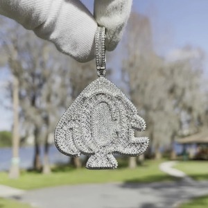 Collar con Colgante de As de Espadas con Incrustaciones de Diamantes de Imitación para Hombre, Chapado en Rodio, Estilo Hip Hop, para Fiestas - Product Image 5