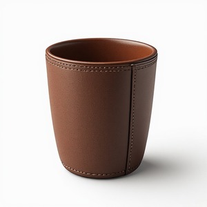 Mini pot élégant en cuir cousu, conçu pour la décoration de table moderne, avec une texture unique et un artisanat haut de gamme. - Product Image 1