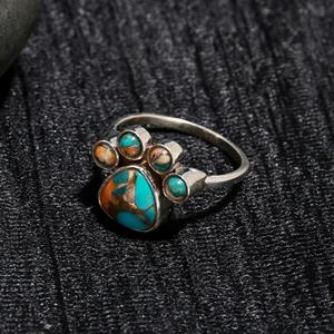 Natural Oyster Copper <b>Turquoise</b> <b>Ring</b> Wholesale <b>Rings</b> Lot 925 Sterling Silver Jewelry for Girls Gemstone <b>Ring</b> Anniversary Gift - Product Image 3
