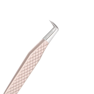 Pince à épiler incurvée en acier inoxydable, finition pêche clair, pour cils volumineux, antistatique, durable, haute qualité, usage professionnel en salon, logo personnalisé - Product Image 5