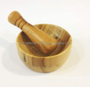 Mortero y Maja de Madera Maciza que Garantizan un Molido Estable para las Necesidades Culinarias Diarias con Textura Natural - Product Image 5