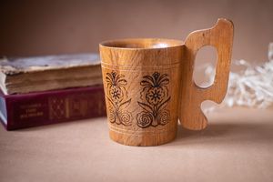 Taza Ecológica de Madera para Beber con Tapa, Hecha a Mano, Sostenible, con Grabado, para Jugos, Smoothies y Bebidas Frías, 21 - Product Image 5