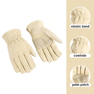 Gants de travail en cuir de vache beige Vantrex Industries, résistants à la chaleur et à l'abrasion, niveau de protection ANSI/ISEA 1, personnalisables - Product Image 2