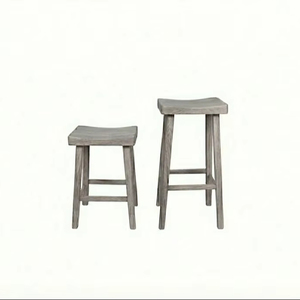 Ensemble de 2 tabourets modernes en bois d'hévéa avec assise courbée - Tabourets de comptoir/bar pour table basse - Product Image 1