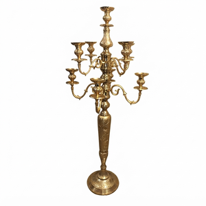 Candélabre en laiton brossé doré à 5 bras, porte-bougie décoratif, décoration d'intérieur, support à bougie en métal durable - Product Image 6