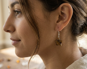 Pendientes de Aro con Ojo de Tigre Modernos para Mujer, Ideales para Bodas y Regalos - Product Image 1