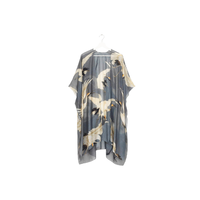 Kaftan léger pour femme avec broderie tigre, ourlet asymétrique, style bohème, maxi, coupe ample, manches courtes