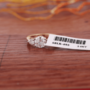 แหวนหมั้นเพชรแล็บโกรว์สามเม็ดทองคำ 14 กะรัตสุดหรู |   แหวนแต่งงานเพชรทรงกลม - Product Image 6