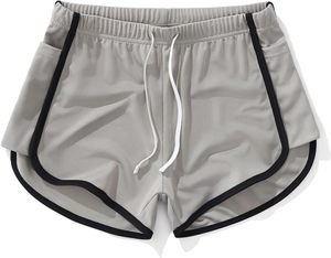 Men's Quick Dry Drawstring Shorts Solid Color With Side Stripe Mid Waist Casual Sport Shorts Red and <b>Navy</b> Blue - Product Image 3