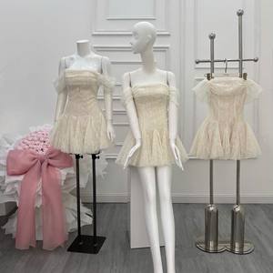 Vestido Midi Personalizado para Mujer, Romántico y Elegante, con Encaje y Volantes, Hombros Descubiertos, Corte en A, para Fiesta de Bodas - Product Image 6