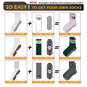 Custom Logo Grip Socks Crew Sports Socks Green Stripes Knitted Athletic Anti Slip for Yoga Pilates <b>Trampoline</b> Park Football Golf - Product Image 6