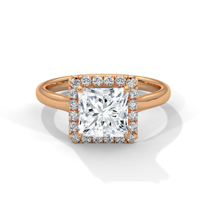 GRA Certified Princess Cut Lab Grown Diamond Solitaire Engagement <b>Ring</b> <b>Crafted</b> From 14k Rose Gold Wedding & Anniversary Jewelry - Product Image 1