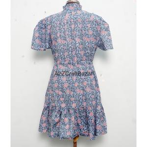 Nuevo Vestido Mini de Fiesta para Mujer, Estilo Boho Indio Moderno, Estampado Floral, Tejido de Algodón, Cuello en V, Manga Corta, con Botones, para Verano y Playa - Product Image 6