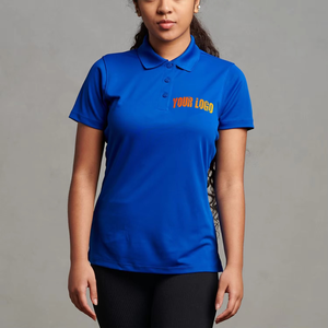 เสื้อโปโลกีฬาผู้หญิง คอวี ผ้าฝ้าย ปักโลโก้ คอวี ไม่มีกระดุม - Product Image 5
