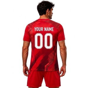 Custom Men's Soccer Jersey Set Dark Blue Pink Geometric Print Heat-Transfer Printed 100% Polyester Moisture Wicking <b>Athletic</b> Fit - Product Image 2