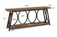Table console moderne en bois avec structure métallique et base à tréteaux, meuble de salon avec rangement, design industriel