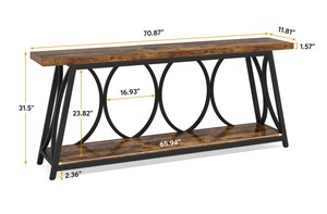 Mesa Consola Moderna de Madera con Estructura Metálica y Base de Trípode, Mueble de Sala de Estar con Almacenamiento, Diseño Industrial - Product Image 6