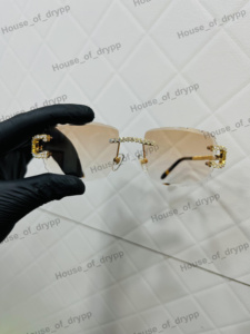 Gafas de sol cuadradas de lujo estilo hip hop unisex con montura sin borde, detalles de diamantes y moissanita en plata 925. - Product Image 2