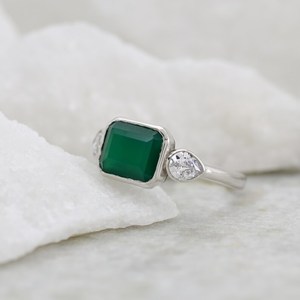 Anillo de Ónix Verde con Bisel, Piedra de Nacimiento de Mayo, Solitario, Plata de Ley 925, Joyería Minimalista con Piedras Preciosas, Regalo para Mujer - Product Image 2