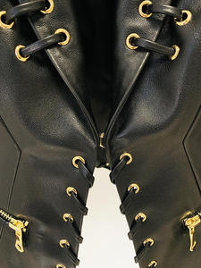 Veste en cuir véritable noir de haute qualité pour femme, coupe ajustée, col rabattu, fermeture éclair, longueur courte, vente chaude OEM - Product Image 4
