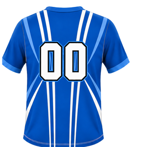 Maillot de rugby bleu roi et blanc à manches courtes, col en V, uniforme d'équipe, respirant, léger, personnalisable, pour l'entraînement sportif - Product Image 2