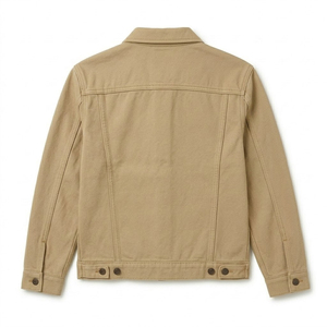 Custom <b>Men's</b> Beige <b>Denim</b> Trucker <b>Jacket</b> Cotton Twill Casual Button Front Winter Windproof Eco-Friendly OEM/ODM Service - Product Image 3