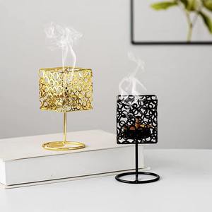 Brûleur d'encens Mabkhara de luxe en laiton doré avec base en cristal, porte-encens Oud Bakhoor arabe, objet décoratif de bureau pour la décoration du Ramadan et de l'Aïd - Product Image 2