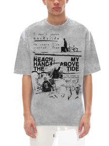 T-shirts d'été surdimensionnés pour hommes, personnalisés, délavés à l'acide, finition délavée aux minéraux, 100% coton peigné, imprimés en sérigraphie - Product Image 2