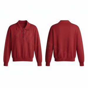 Camiseta Polo de Diseño Sólido en Color Liso, con Logotipo Personalizado, Informal, de Algodón, Manga Larga, Elegante, con Botones, a la Moda - Product Image 5